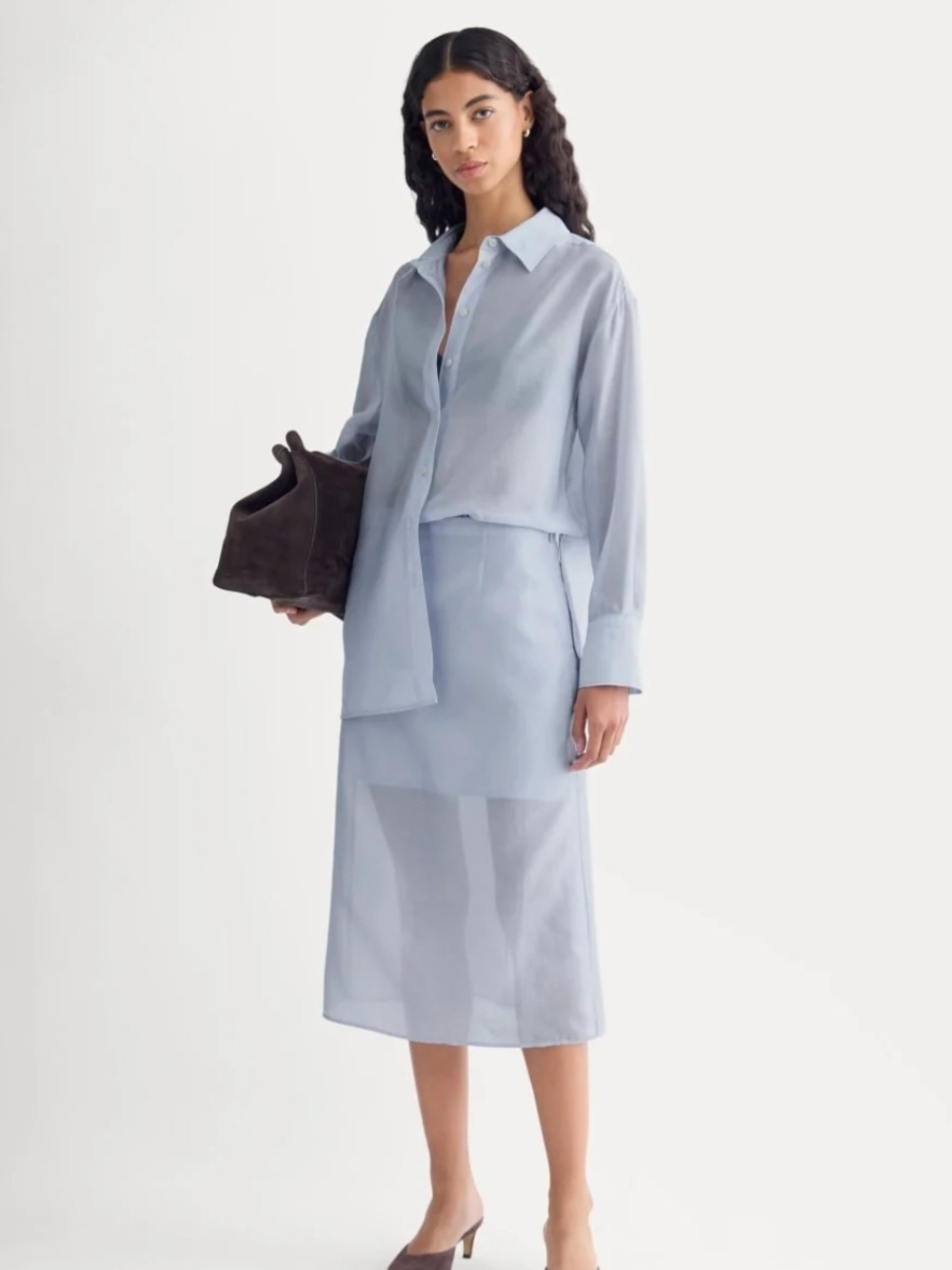 NWOT Everlane Silk Cotton Organza Light Blue Skirt